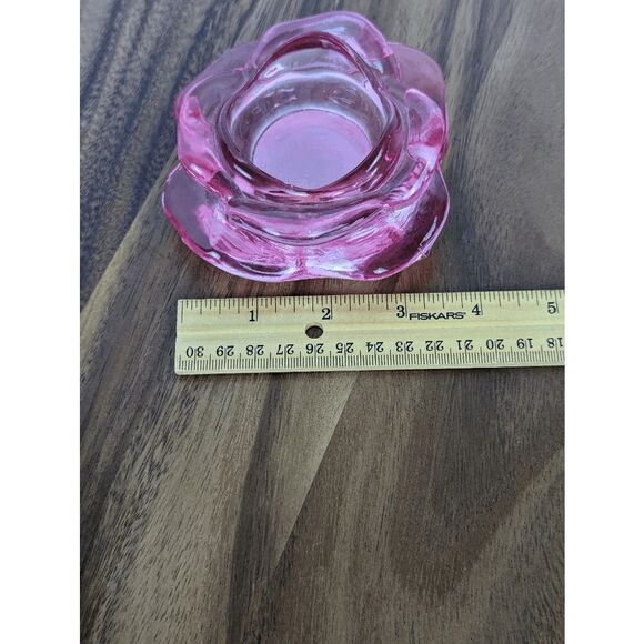 Rosette Style Glass Tealight Holder Pink 1.73" H x 4.25" W - Picture 7 of 7